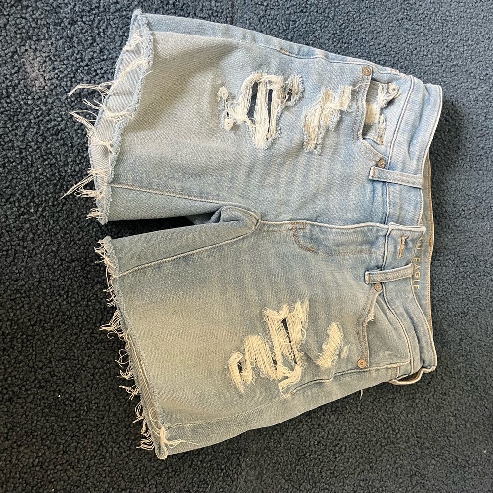 American Eagle Outfitters Women's Ripped Jean Shorts - Light Blue